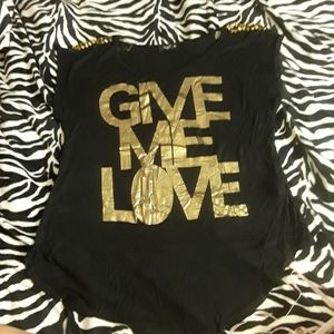 GIVE ME LOVE black & gold spiked top